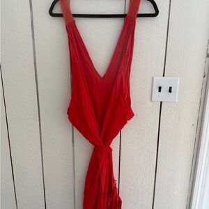 Free People Bright Red Jumpsuit